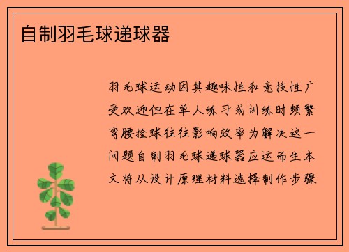 自制羽毛球递球器