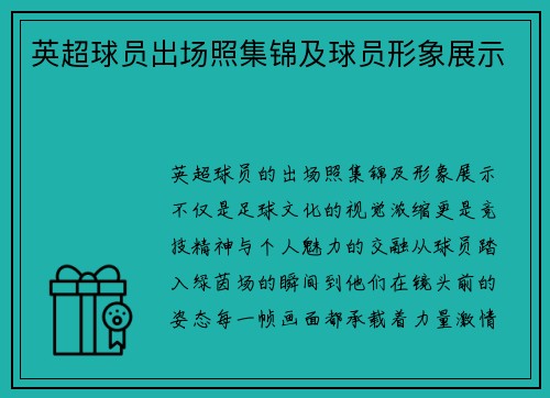 英超球员出场照集锦及球员形象展示